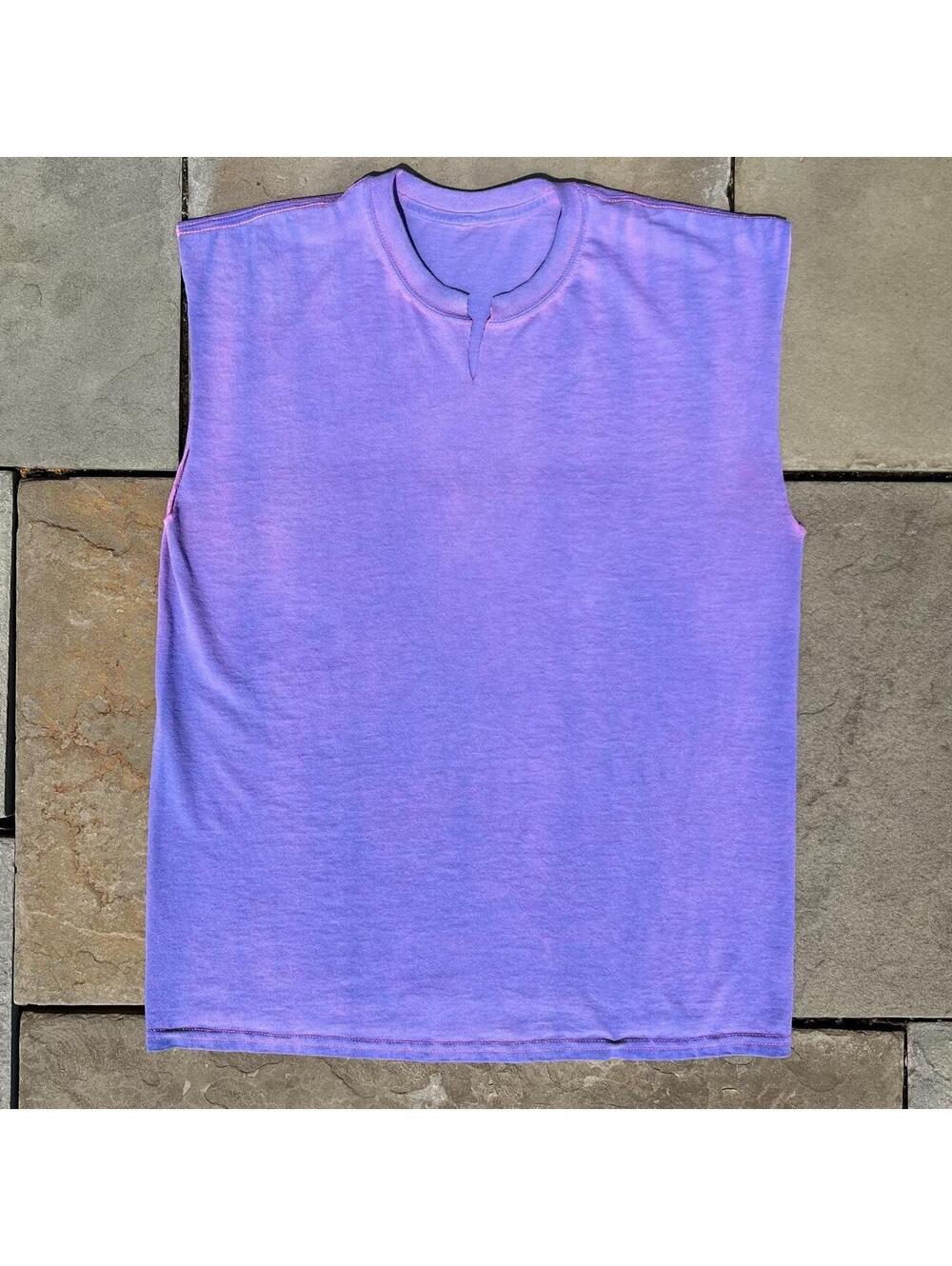 Reworked Purple Hazy Cut Off Sleeveless Tee